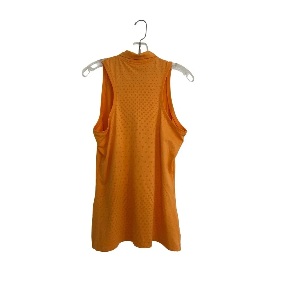 Nike Dri-Fit Women's Sleeveless Golf Polo Shirt Large Orange Stretch Active